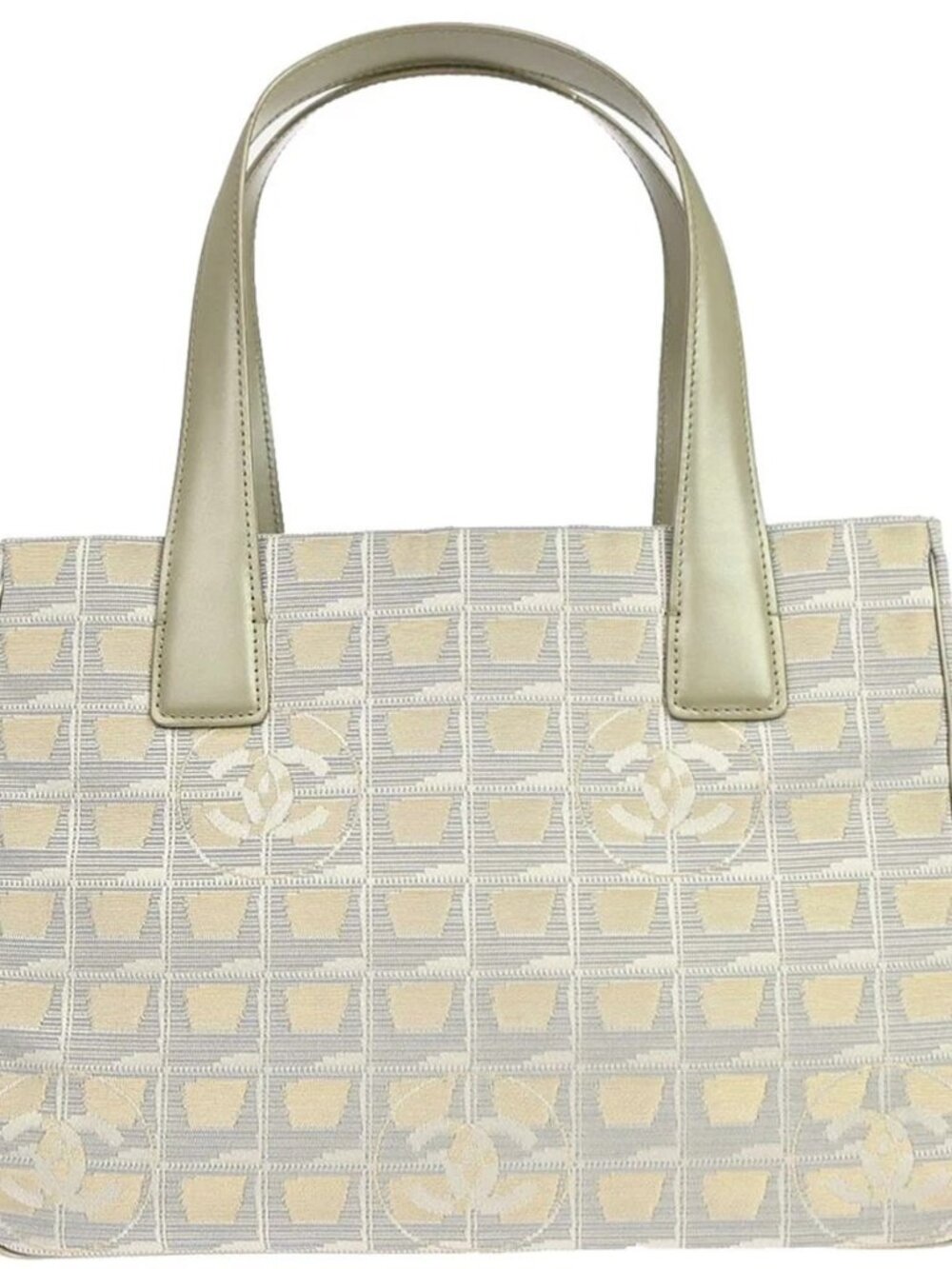 Chanel Gold Jacquard Nylon Travel Line Tote Handbag 168443